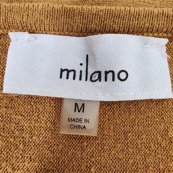 Milano Sweater Womens Medium Pullover Embroidered Floral Dolman Sleeve Mustard - Picture 8 of 9